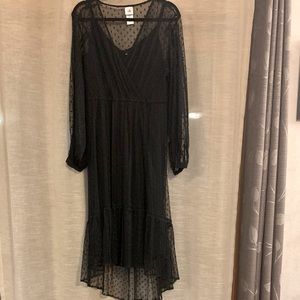 CAbi THEATER MESH LACE OVERLAY DRESS in BLACK SIZE LARGE #4076